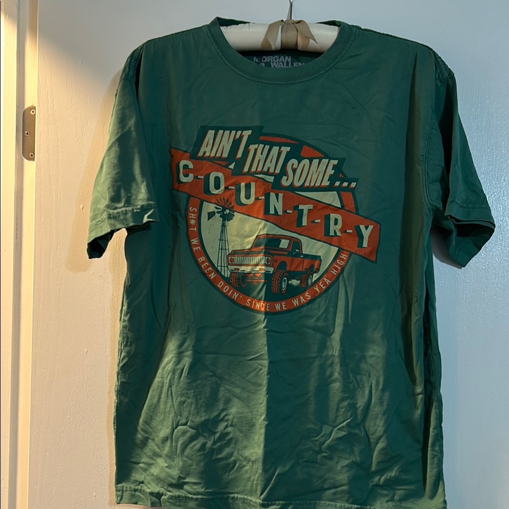 Official Morgan Wallen Green  Graphic T-Shirt with Country Theme